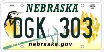 NE license plate DGK303