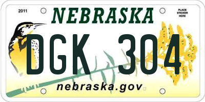 NE license plate DGK304