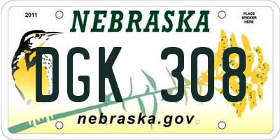 NE license plate DGK308