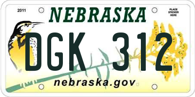 NE license plate DGK312
