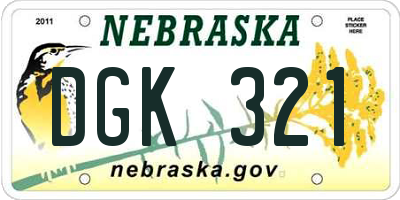 NE license plate DGK321