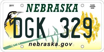NE license plate DGK329
