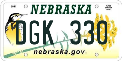 NE license plate DGK330