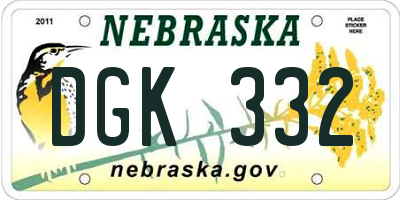 NE license plate DGK332
