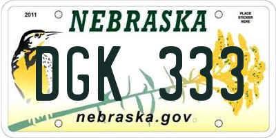 NE license plate DGK333