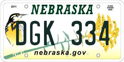 NE license plate DGK334