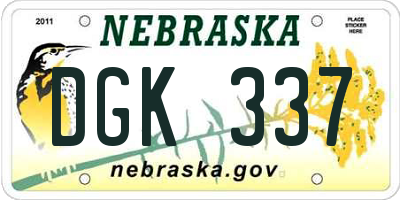 NE license plate DGK337
