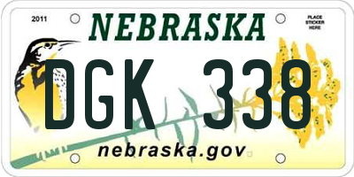 NE license plate DGK338