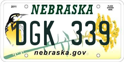 NE license plate DGK339