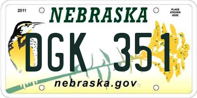 NE license plate DGK351