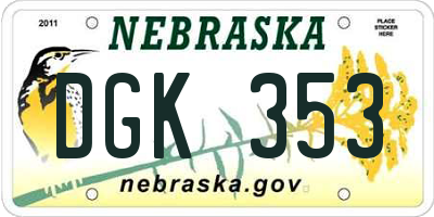NE license plate DGK353