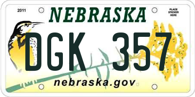 NE license plate DGK357