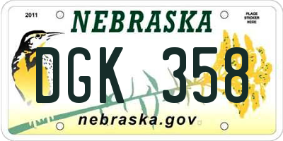 NE license plate DGK358