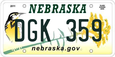 NE license plate DGK359