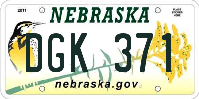 NE license plate DGK371