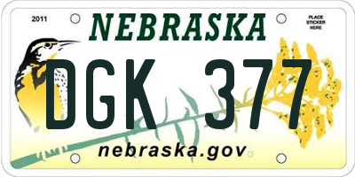 NE license plate DGK377