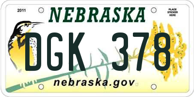 NE license plate DGK378
