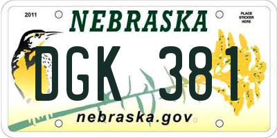 NE license plate DGK381
