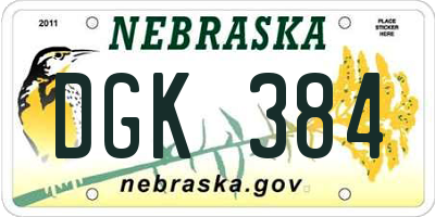 NE license plate DGK384