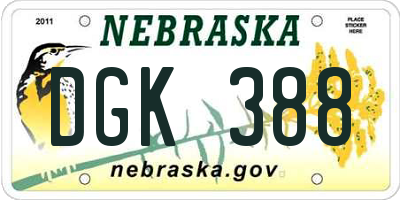 NE license plate DGK388