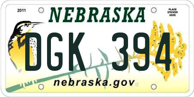 NE license plate DGK394
