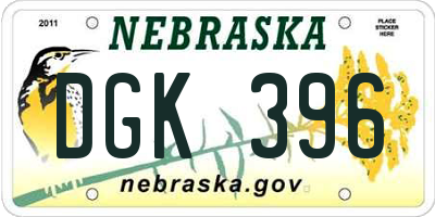NE license plate DGK396