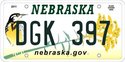 NE license plate DGK397