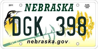 NE license plate DGK398