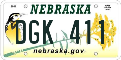 NE license plate DGK411