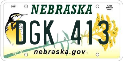 NE license plate DGK413