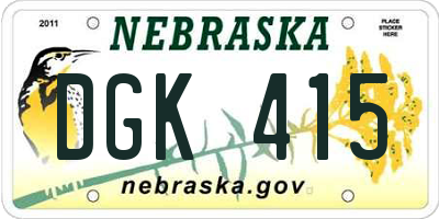 NE license plate DGK415
