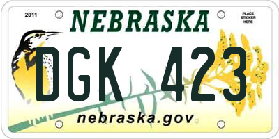 NE license plate DGK423