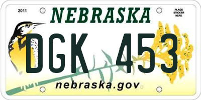 NE license plate DGK453