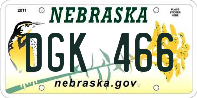 NE license plate DGK466