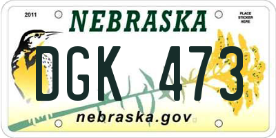 NE license plate DGK473