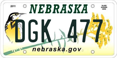 NE license plate DGK477