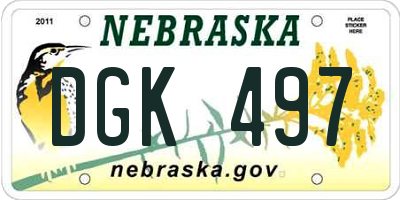 NE license plate DGK497