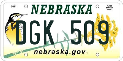NE license plate DGK509