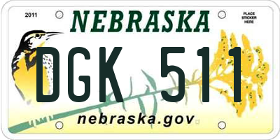 NE license plate DGK511
