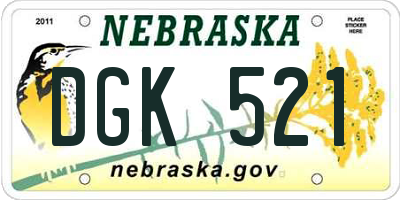 NE license plate DGK521