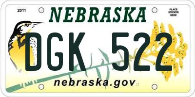 NE license plate DGK522