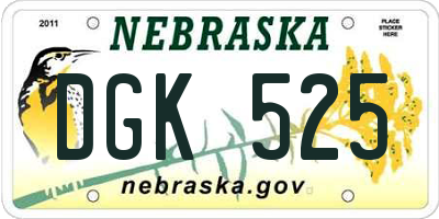NE license plate DGK525