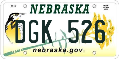 NE license plate DGK526