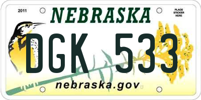 NE license plate DGK533