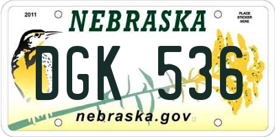 NE license plate DGK536