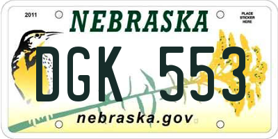 NE license plate DGK553