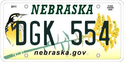NE license plate DGK554