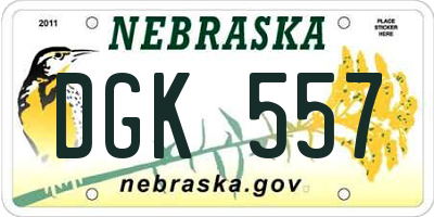 NE license plate DGK557