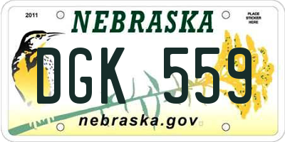 NE license plate DGK559