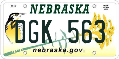 NE license plate DGK563